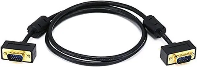 Alt view image 10 of 14 - Monoprice Ultra Slim SVGA Super VGA Male to Male Monitor Cable - 3 Feet With Ferrites | 30/32AWG, Gold Plated Connector