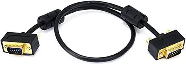 Alt view image 6 of 10 - Monoprice Ultra Slim SVGA Super VGA M/M Monitor Cable - 1.5 Feet With Ferrites | 30/32AWG, Gold Plated Connector