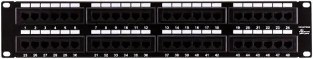 Alt view image 12 of 20 - Monoprice 48-port Cat6 Patch Panel, 110 Type (568A/B Compatible) Black Painted Steel Panel, UL Listed