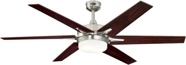 Alt view image 7 of 7 - westinghouse lighting 7207700 cayuga 60inch brushed nickel indoor ceiling fan, dimmable led light kit with opal frosted glass,