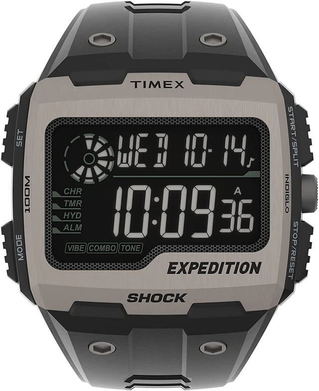 Main image of timex men's expedition grid shock 50mm quartz resin strap, black, 16 casual watch (model: tw4b24900vq)
