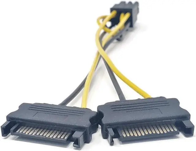 Alt view image 7 of 7 - Micro Connectors 6 Inches 6-Pin PCIe to Dual 15-Pin SATA Power Cable (F04-PCIE6P)