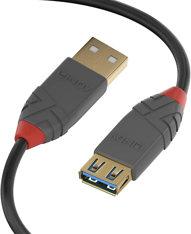 Main image of lindy 1m usb 3.2 type a extension cable, 5gbps, anthra line
