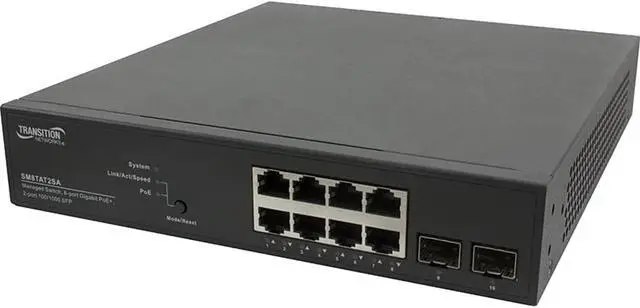 Alt view image 9 of 9 - TRANSITION NETWORKS SM8TAT2SA-NA SMART MANAGED POE+ SWITCH8PORT