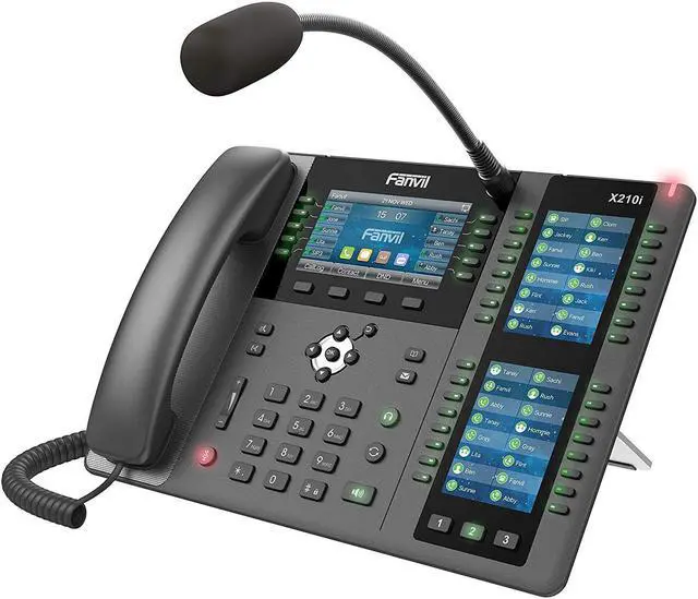 Alt view image 2 of 2 - fanvil x210i paging console phone, 4.3-inch color display, two 3.5-inch side color displays for dss keys. 20 sip lines, gooseneck microphone, dual-port gigabit ethernet, power adapter not included