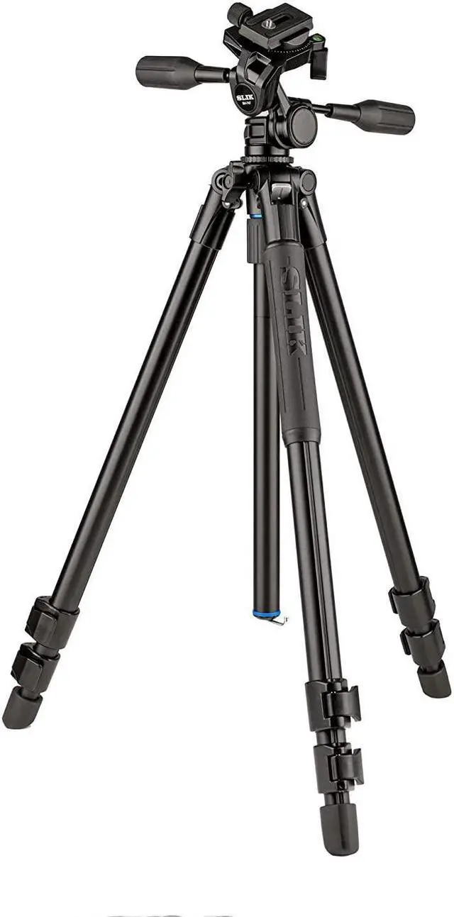 Main image of slik pro al-523-3w aluminum tripod kit with sh-747 3-way pan head, black (613-375)