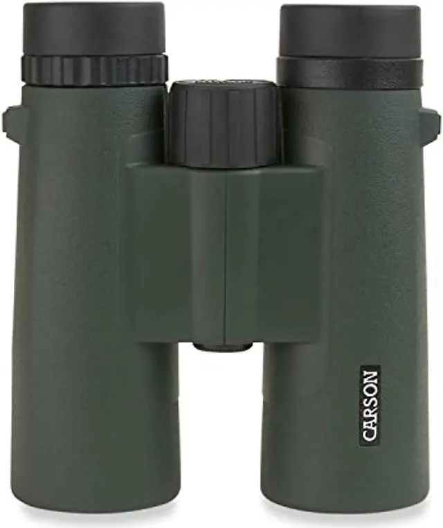 Main image of carson jr series 10x42mm full sized waterproof binoculars for bird watching, hunting, sight-seeing, surveillance, concerts, sporting events, safaris, camping, travel and outdoor adventures, green