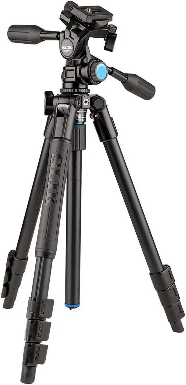 Main image of slik pro al-324-3wfc aluminum tripod kit with sh-747fc 3-way pan head w/friction control, black (613-374)