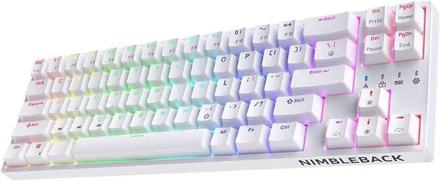 Alt view image 8 of 8 - LTC NB681 Nimbleback Wired 65% Mechanical Keyboard, RGB Backlit Ultra-Compact 68 Keys Gaming Keyboard with Hot-Swappable Switch and Stand-Alone Arrow/Control Keys (Hot Swappable Blue Switch, White)