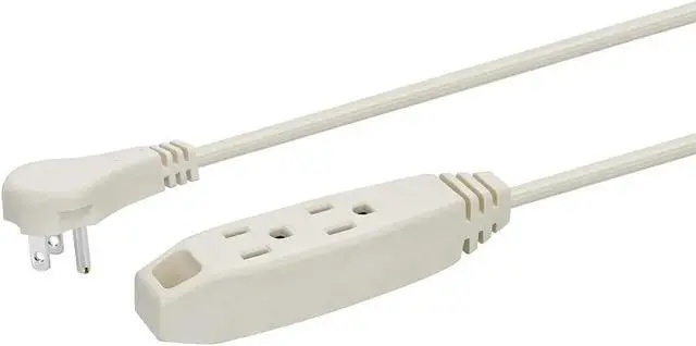 Alt view image 7 of 7 - Monoprice 3-Outlet Flat Plug Household Extension Cord, 16AWG, 13A, SPT-2, White, 10ft