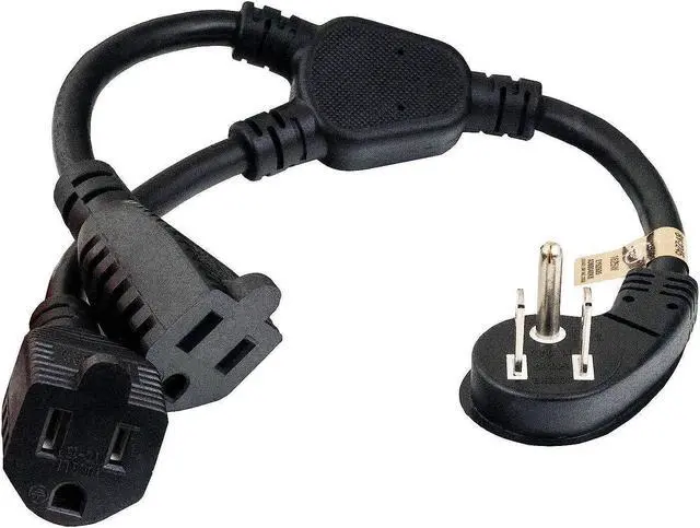 Main image of cable leader 14 inches ultra low profile power extension cord splitter cable 16 awg, 2 nema 5-15r to 1 nema 5-15p