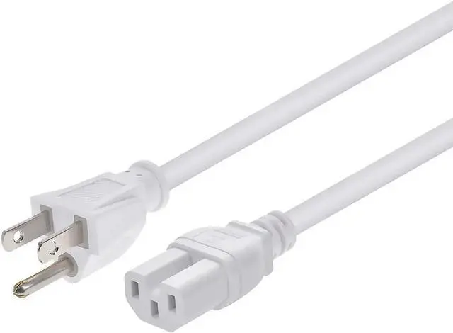 Alt view image 7 of 7 - Monoprice Heavy Duty Power Cord - 8 Feet - White | NEMA 5-15P to IEC 60320 C15, 14AWG, 15A, SJT, 125V, For PCs, Monitors, Scanners, and Printers