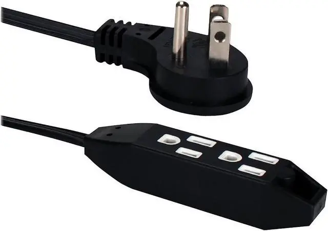 Alt view image 14 of 14 - Qvs 3-Outlet 3-Prong 10Ft Right-Angle Flat Power Extension Cord