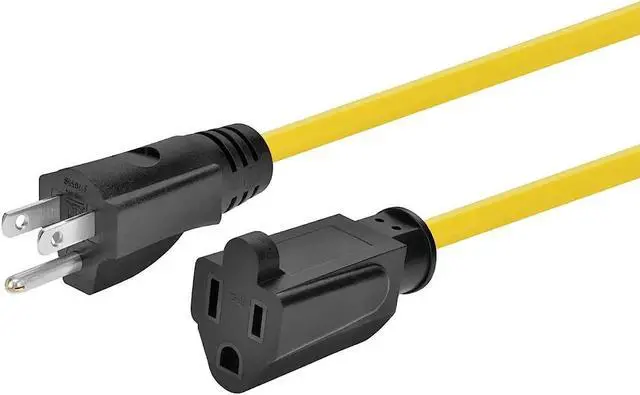 Alt view image 7 of 7 - Monoprice Outdoor Extension Cord - 100 Feet - Yellow | NEMA 5-15P to NEMA 5-15R, 14AWG, 15A, SJTW, For Computers, Monitors, Scanners, Printers