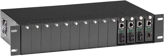 Alt view image 8 of 8 - Black Box LHGC-RACK Copper to Fiber Media Converter Chassis - 2U 14-Slot