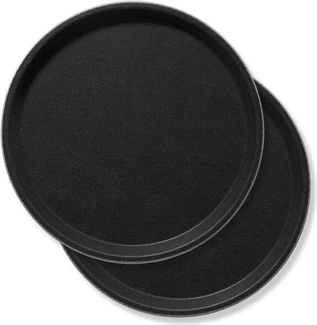 Alt view image 7 of 7 - Jubilee 11" Round Restaurant Serving Trays (Set of 2), Black - NSF Certified Non-Slip Food Service Tray