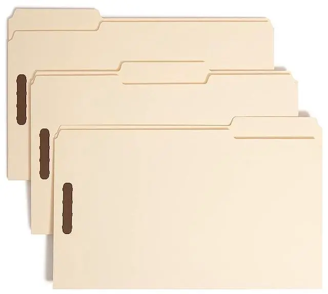 Alt view image 18 of 20 - Smead 1/3 Tab Cut Legal Recycled Fastener Folder - 8 1/2" x 14" - 2 x 2K Fastener(s) - Top Tab Location - Assorted Position Tab Position - Manila - Manila - 10% - 50 / Box