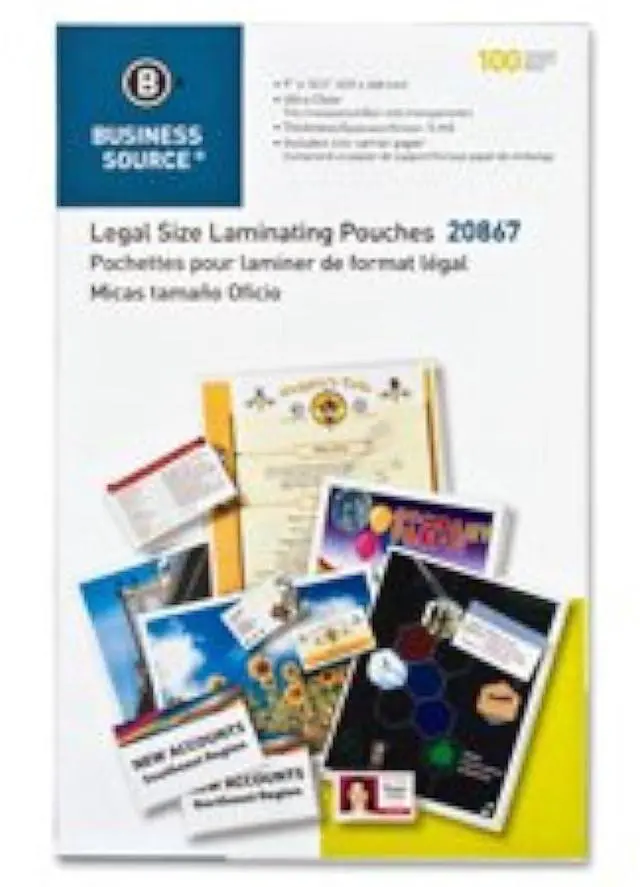 Alt view image 5 of 5 - Business Source Laminating Pouch Lgl 5Mil 9"x14-1/2" 100/BX Clear 20867