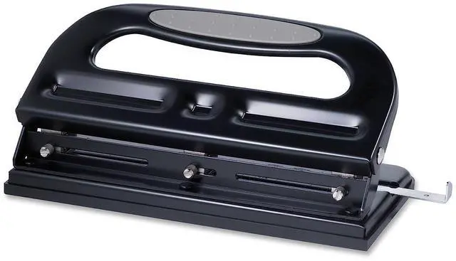 Alt view image 6 of 6 - Business Source 3-Hole Punch Heavy-Duty Adjustable 9/32" 40 Sht Cap BK 62897