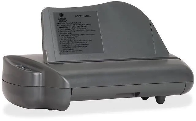 Alt view image 8 of 9 - Business Source Electric 3H Punch 1/4" 30 Sht Cap 17-3/4"x5-1/4"x8-1/4" GY 62901