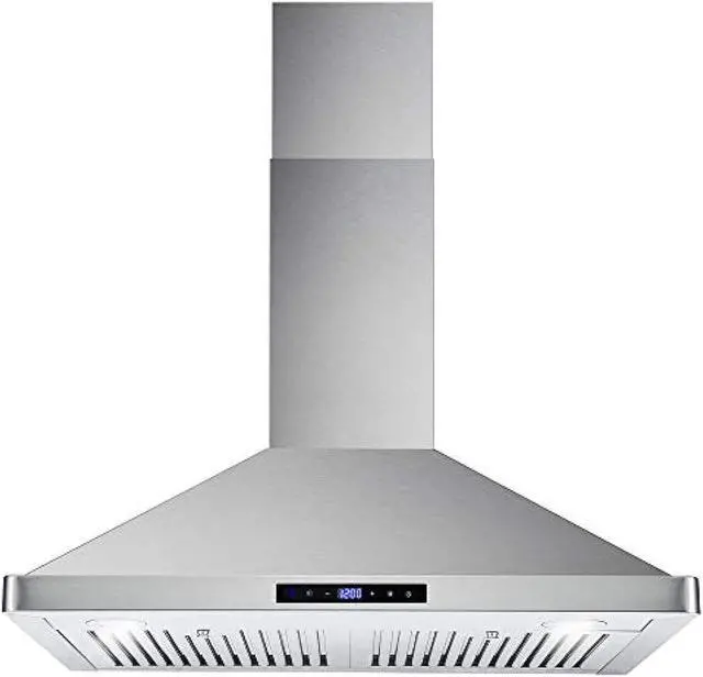 Main image of cosmo cos-63175s wall mount range hood with ducted convertible ductless (no kit included), ceiling chimney-style stove vent, leds light, permanent filter, 3 speed fan in stainless steel (30 inch)