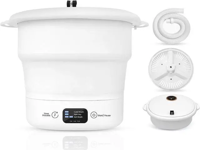Main image of serenelife pucwm44 portable mini washing machine bucket washer for clothes laundry lightweight and easy to bring for camping, rv, travel, small spaces folding (black and white)