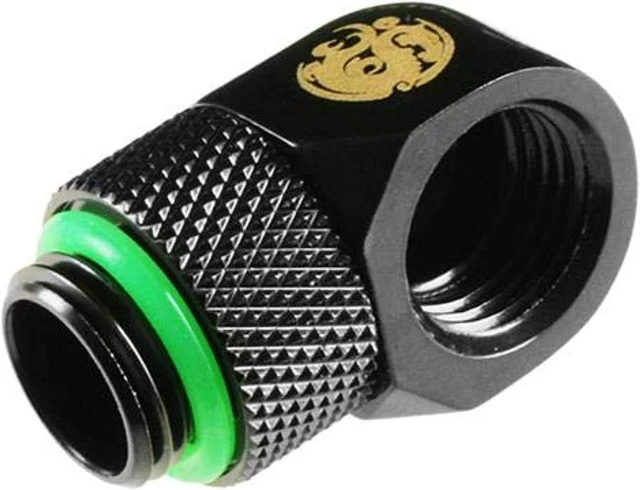 Alt view image 12 of 12 - Bitspower G1/4" Male to Female Extender Fitting, 90? Rotary, Matte Black