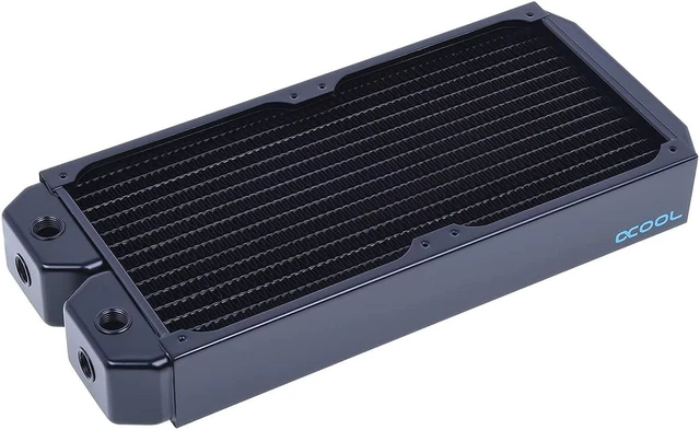 Alt view image 9 of 9 - Alphacool NexXxos XT45 Full Copper Radiator 280, 140mm x 2, Dual Fan, Black