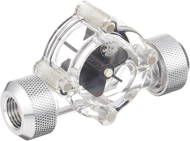 Alt view image 3 of 5 - Bitspower G1/4" Flow Indicator, Clear Main Body, Black Blade, Silver Shining