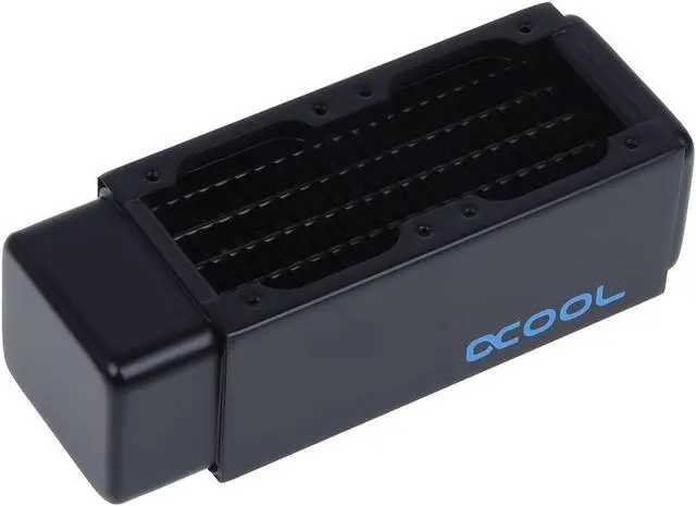 Alt view image 7 of 8 - Alphacool NexXxos XT45 Full Copper Radiator 100, 50mm x 2, Dual Fan, Black