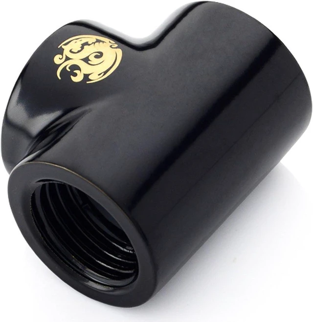 Alt view image 7 of 8 - Bitspower T-Block Fitting with Triple G1/4" Female, Matte Black