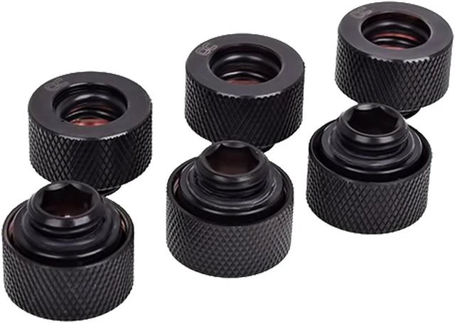 Alt view image 5 of 5 - Alphacool HT G1/4" Compression Fitting for Plexi (Acrylic) / Brass Hard Tubes, 13mm OD, Deep Black, 6-pack