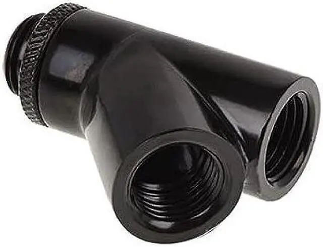 Alt view image 4 of 5 - Alphacool Eiszapfen G1/4" Y-Connector Fitting, Male to 2x Female, 45� Rotary, Deep Black
