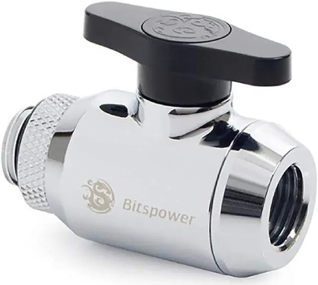 Alt view image 4 of 4 - Bitspower Silver Mini Valve Rotary G1/4"& Inner G14"With Black Handle