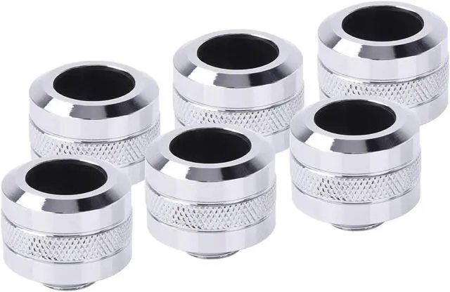 Main image of alphacool eiszapfen pro hardtube g1/4" fitting, 16mm od, chrome, 6-pack