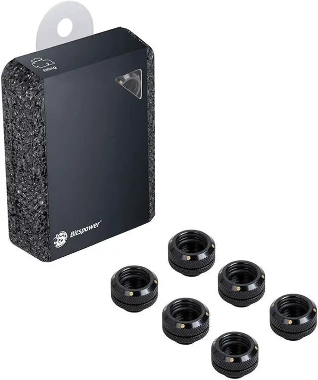 Alt view image 2 of 2 - Bitspower G1/4" to Enhance Multi-Link Fitting for 14mm OD Rigid Tubing, Matte Black, 6-pack