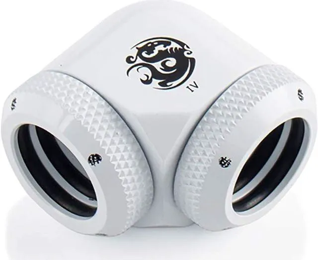 Alt view image 3 of 6 - Bitspower Dual Enhance Multi-Link Adapter Fitting for 14mm OD Rigid Tubing, 90 Degree Angle, Deluxe White