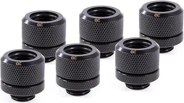 Main image of alphacool eiszapfen hardtube g1/4" fitting, 14mm od, deep black, 6-pack