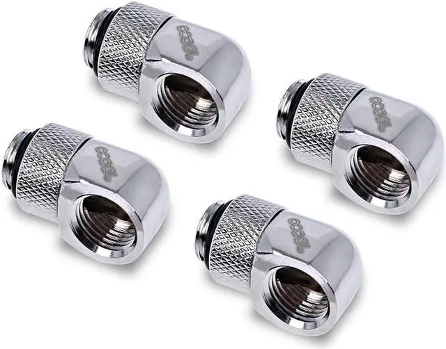 Alt view image 2 of 2 - Alphacool Eiszapfen L-Connector Rotatable  G1/4 OT to G1/4 IT - Chrome - Four Pack (17616)