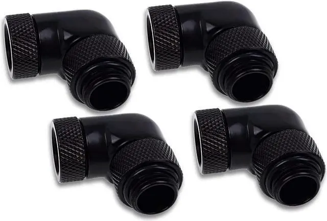 Main image of alphacool eiszapfen angled adaptor 90 rotatable g1/4 ot to g1/4 it - black - four pack (17618)