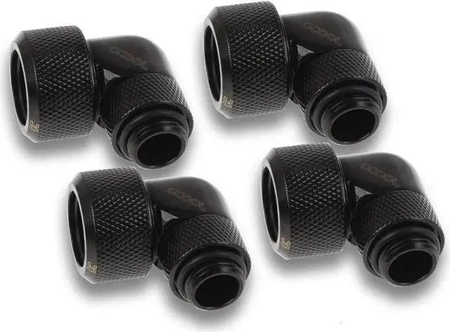 Alt view image 2 of 2 - Alphacool Eiszapfen 16mm HardTube Compression Fitting 90 Rotary G1/4 for Acryl/Brass Tubes - Black