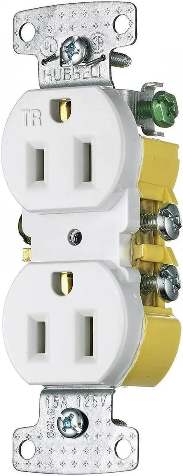 Alt view image 5 of 8 - Receptacle 15A Tamper Proof White HUBBELL ELECTRICAL PRODUCTS RR15SWTR