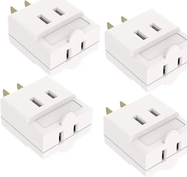 Alt view image 2 of 2 - Oviitech Single Receptacle to 3 Outlet Cube Wall Tap,Plug-In Triple Outlet Polarized Adapter,White(4 Pack)