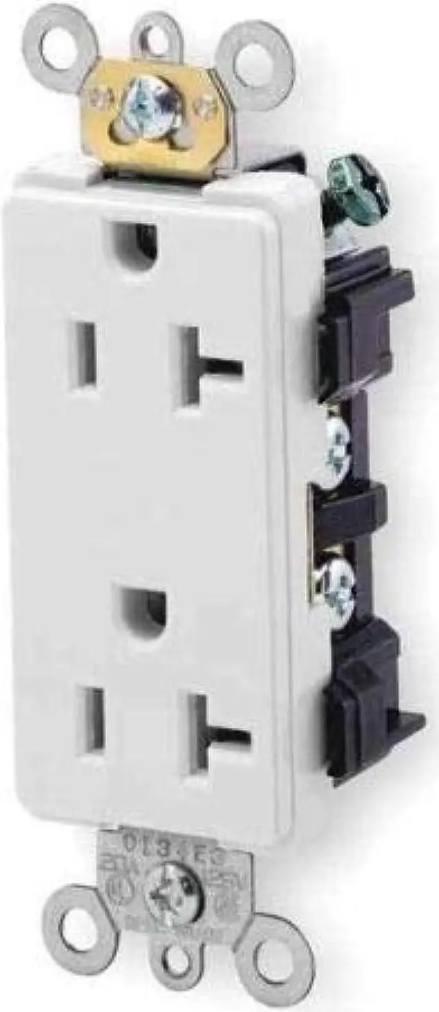 Main image of leviton 16352-w electrical outlet, decora plus duplex receptacle 20a, commercial grade - white