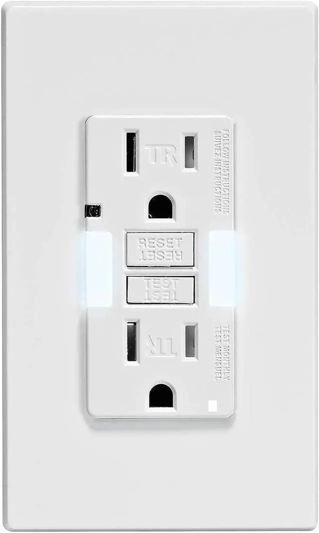 Alt view image 4 of 5 - LEVITON GFNL1-W GFCI Receptacle, 15A, 125Vac, 5-15R, White