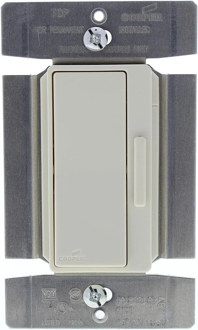 Alt view image 2 of 2 - Cooper Wiring Devices Decorator Dimmer Single Pole/3-Way Almond 8A Mark10 Preset 277V DF8AP7-A