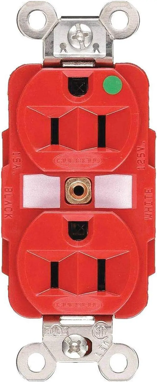 Alt view image 3 of 6 - HUBBELL WIRING DEVICE-KELLEMS HBL8200RED Straight Blade Receptacle, 5-15R, 15