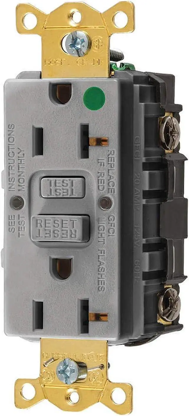 Alt view image 3 of 3 - HUBBELL WIRING DEVICE-KELLEMS GFR83GRY GFCI Receptacle, 20A, 125VAC, 5-20R, Gray