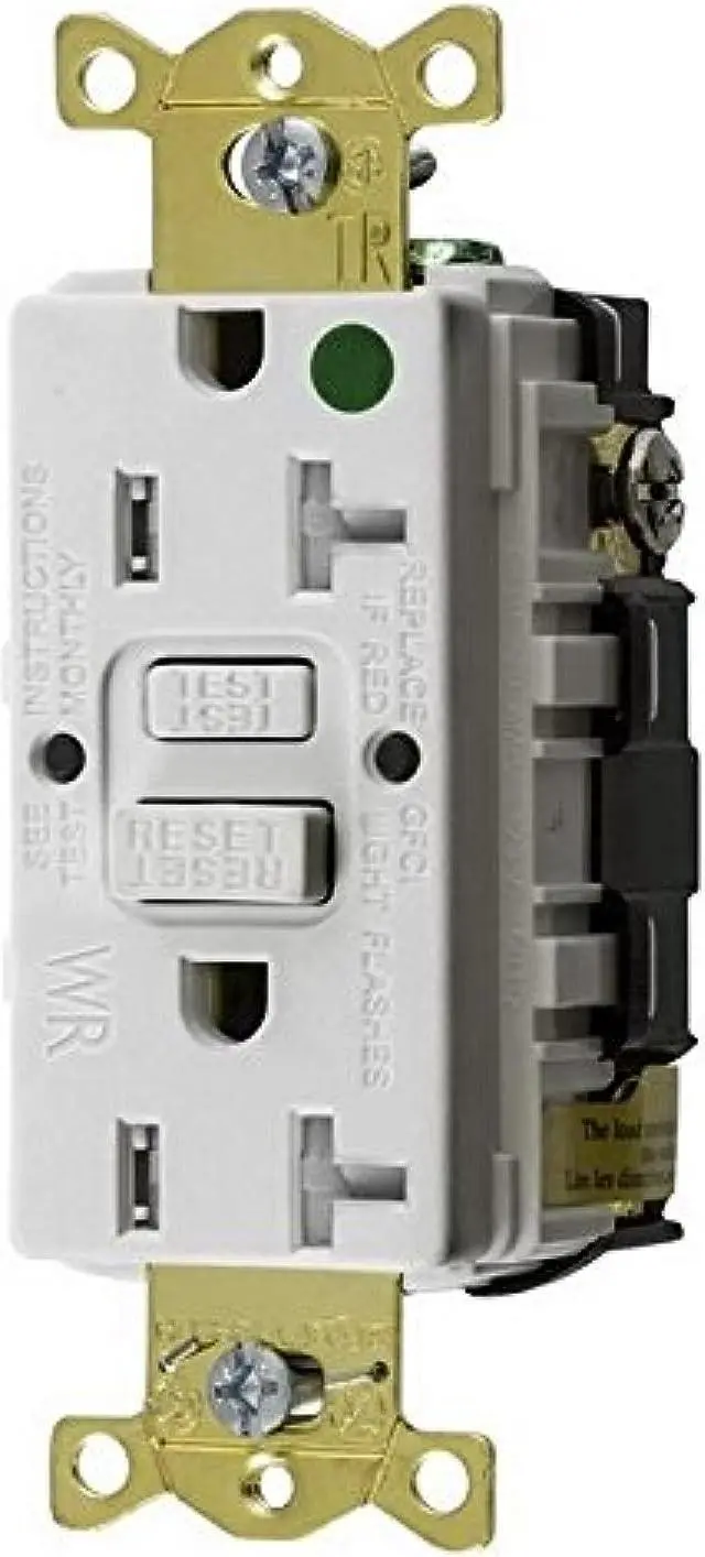 Alt view image 4 of 4 - HUBBELL WIRING DEVICE-KELLEMS GFRTW83W GFCI Receptacle, 20A, 125VAC, 5-20R,