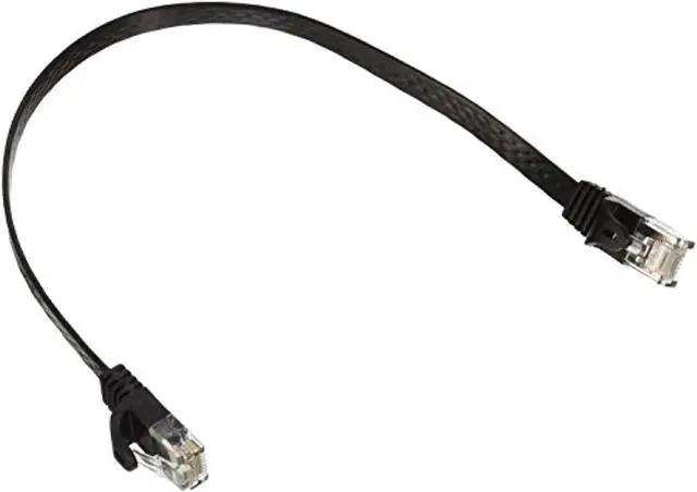 Alt view image 2 of 10 - Monoprice Cat5e Ethernet Patch Cable - 1 Feet - Black | Network Internet Cord - RJ45, Flat,Stranded, 350Mhz, UTP, Pure Bare Copper Wire, 30AWG